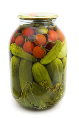 Image showing  Tinned tomatoes and cucumbers