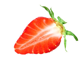 Image showing Slice of red berry fresh strawberry