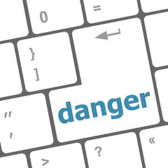 Image showing danger word on computer key. security concept