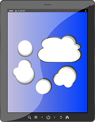 Image showing Cloud-computing connection on the digital tablet pc. Conceptual image. Isolated