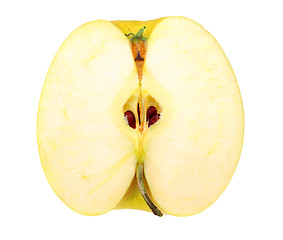 Image showing Slice of a fresh yellow apple