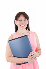 Image showing Smiling business woman. Isolated over white background