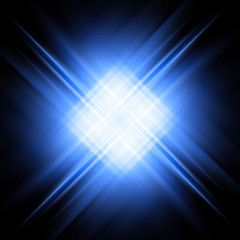 Image showing Diagonal blue and white rays on black