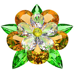 Image showing Flower composed of colored gemstones on white