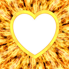 Image showing Heart shaped frame on flame background