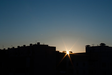 Image showing Roof and sunset