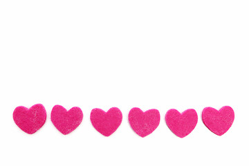 Image showing Row of romantic pink hearts