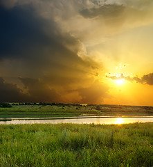 Image showing sunset over river