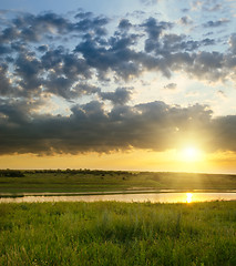 Image showing sunset over river