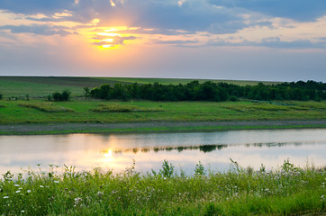 Image showing sunset over river