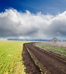 Image showing dirty road to cloudy horizon