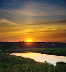 Image showing sunset over river