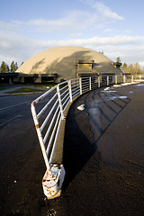 Image showing White Fence, Domed Building, and Blue Sky