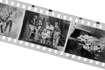 Image showing Old black-white photofilm. A negative 35mm. 