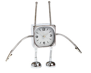 Image showing Metal alarm-clock on a white background