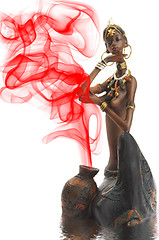 Image showing Figurine of the African girl on a white background