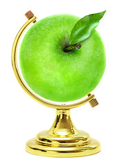 Image showing Green apple - terrestrial globe