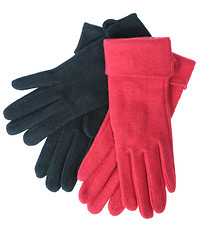 Image showing Multi-coloured woollen gloves on a white background