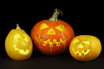 Image showing A scary old jack-o-lantern on black.