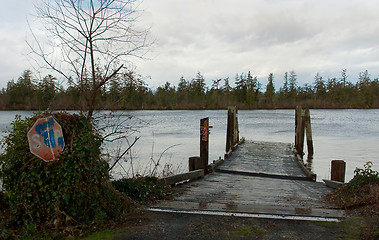 Image showing Stop Sign and Memorial Cross, Knappa Dock