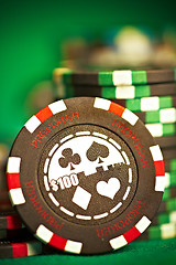 Image showing gambling chips on green cloth