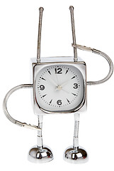 Image showing Metal alarm-clock on a white background