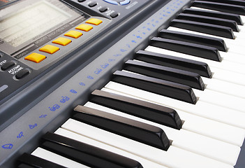 Image showing Keys of a musical instrument. Synthesizer.