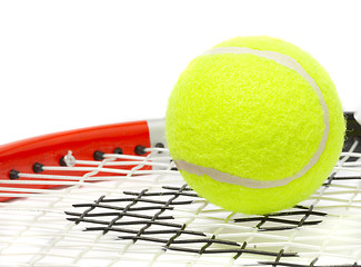 Image showing Tennis racket with a ball.