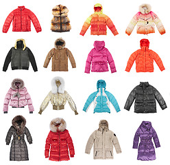 Image showing Sixteen winter jackets