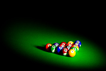 Image showing billiard balls on green cloth