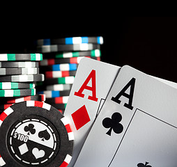 Image showing gambling chips and aces