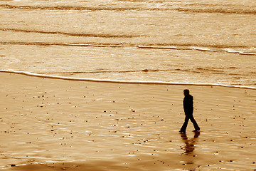 Image showing Woman Walking, Indian Beach, Winter