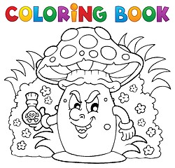 Image showing Coloring book mushroom theme 3