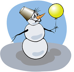 Image showing colorful  picture with snowman