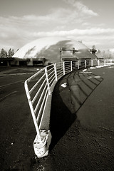 Image showing White Fence, Domed Building, and Blue Sky