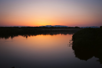 Image showing Sunset on the river