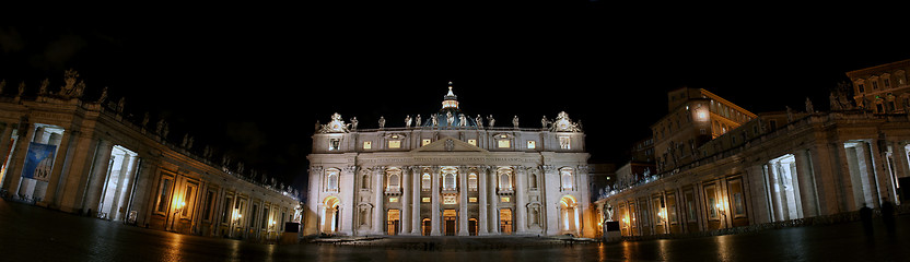 Image showing Night panorama of St. Peter's Basilica