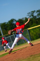 Image showing Young little league pitcher