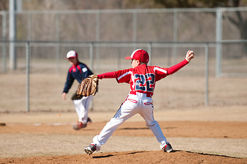 Image showing Little league pitcher