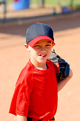 Image showing Little league baseball player up close