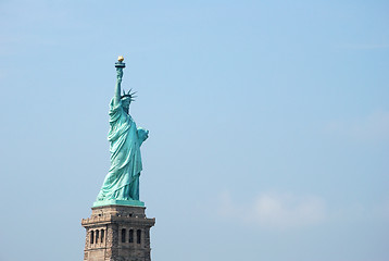 Image showing The Statue of Liberty against a blue sky