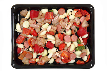 Image showing raw chicken meat with vegetable