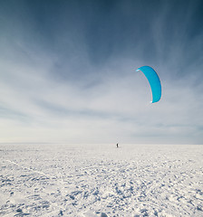 Image showing Kiteboarding or snow kite