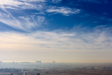 Image showing Dubai skyline, UAE. Desert and city.