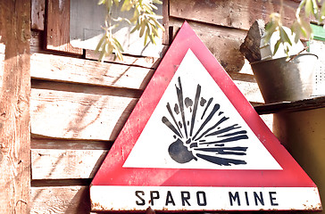 Image showing Danger mines sign