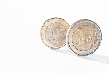 Image showing euro coins over white