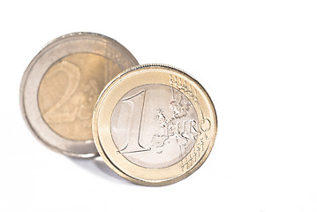 Image showing euro coins over white