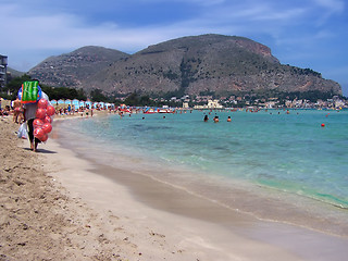 Image showing Seller beach at Mondello- Palermo
