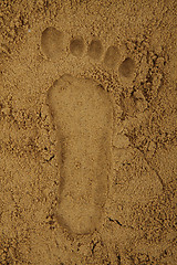 Image showing foot print in the sand 