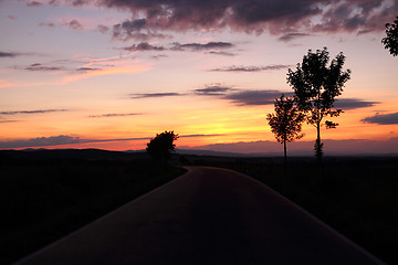 Image showing sunset on the road 